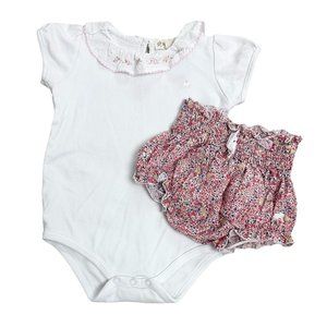 BabyCottons Baby Girl Set of One Piece & Floral Shorts Size 18 Months Pre-owned
